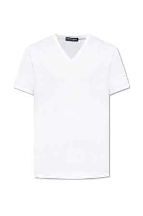 DOLCE&GABBANA レタープリント Vネック Tシャツ White V-neck T-shirt Dolce & Gabbana - Vitkac AS